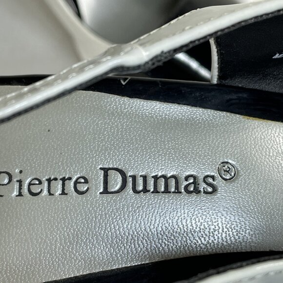 Pierre Dumas High Heels Womens 7.5 M Black White 3.5 Inch Block Heel Adjustable - Picture 6 of 10